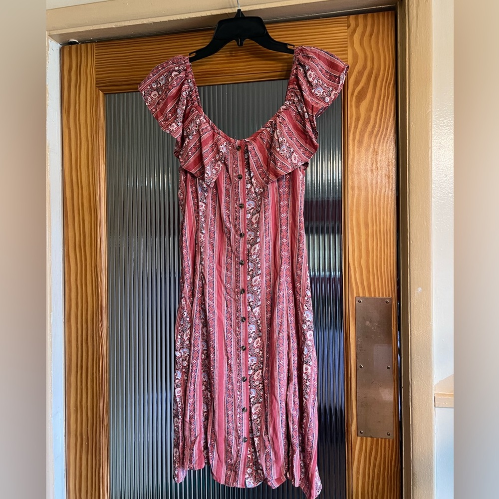 American Eagle red button down dress